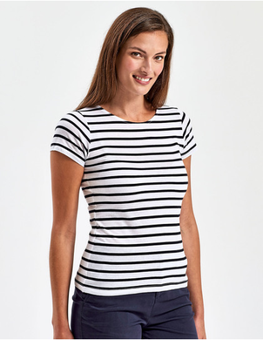 Damska koszulka t-shirt bawełniany paski 140 g bawełna