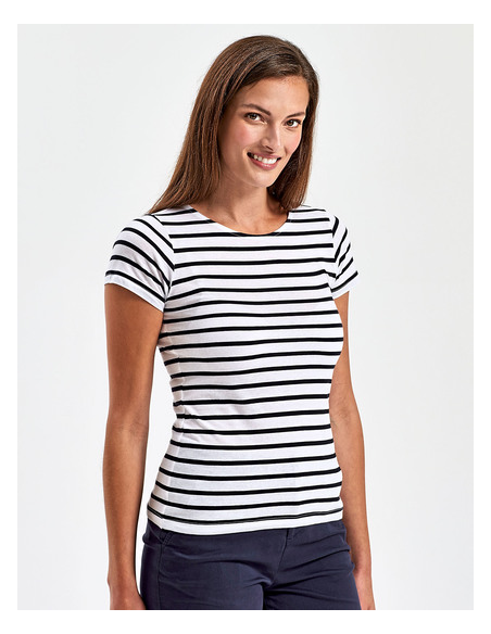 Damska koszulka t-shirt bawełniany paski 140 g bawełna