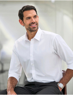 Koszula 115 g poliester bawełna męska długim rękawem biała