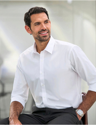 Koszula 115 g poliester bawełna męska długim rękawem biała