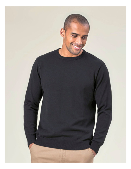 Męski sweter z bawełna okrągły dekolt długim rękawem Crew
